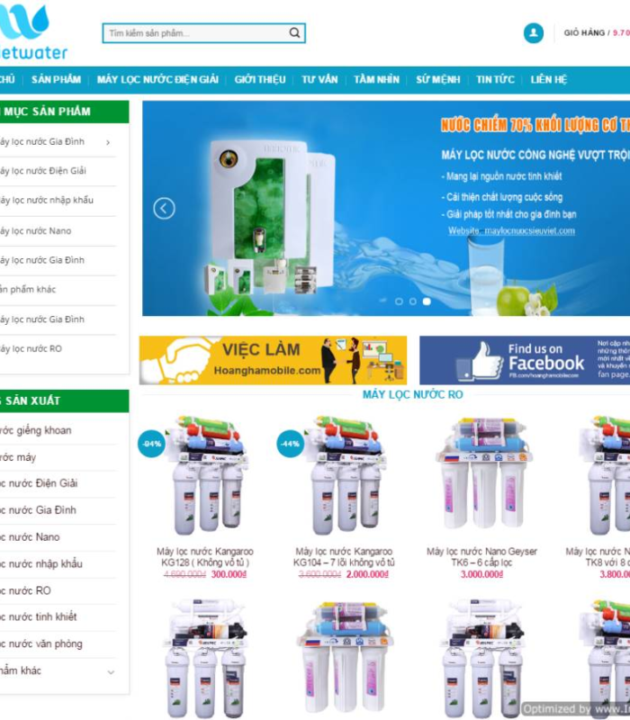 Giao diện shop máy lọc nước