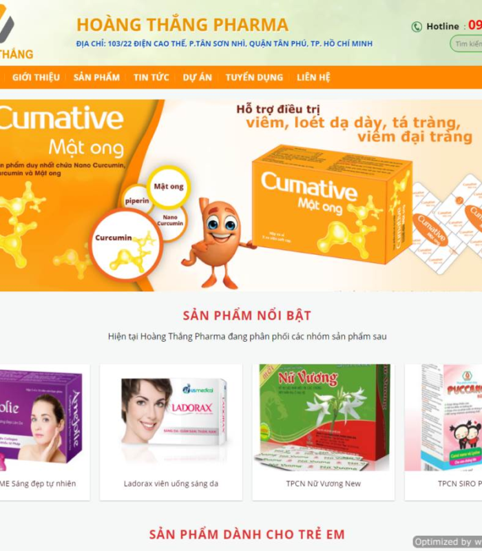Giao diện web công ty thuốc