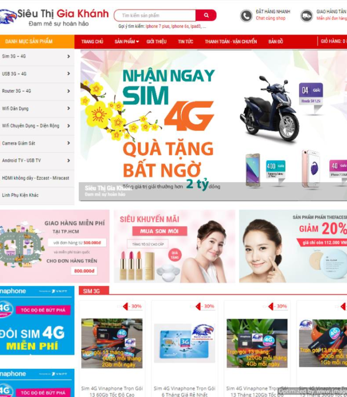 Giao diện siêu thị gia khánh