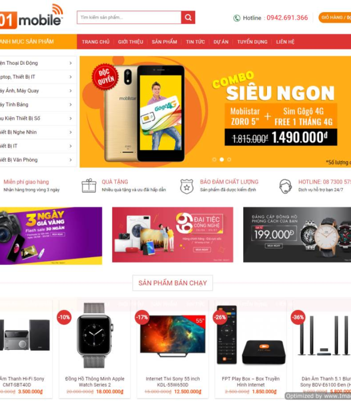 Giao diện web Siêu thị 201