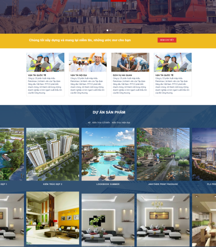 Giao diện web giới thiệu, kiến trúc xanh