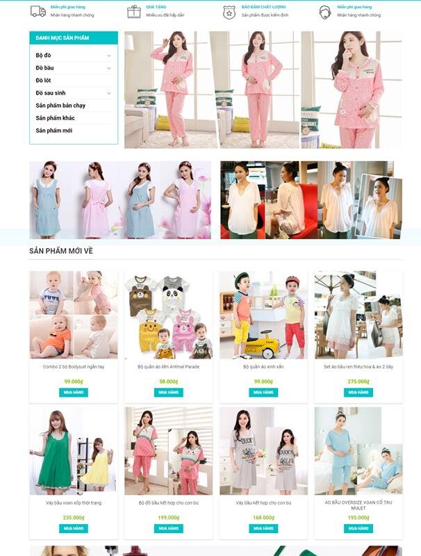 Giao diện web shop mẹ bờm