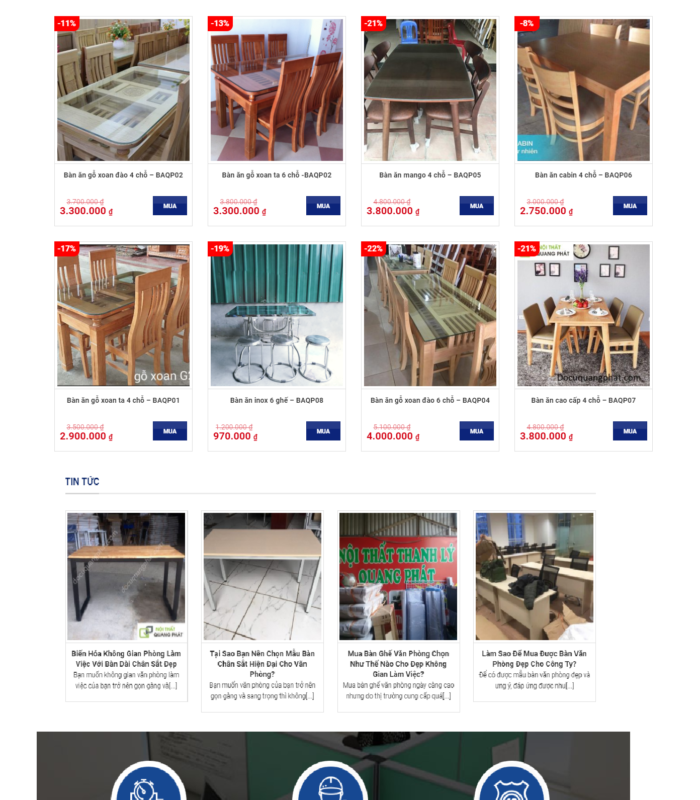 Giao diện web Đồ gỗ Quang Phát