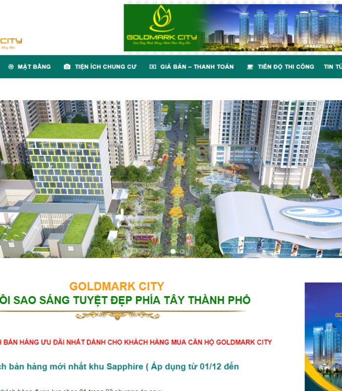 Giao diện web bất động sản siêu đẹp goldmarkcity