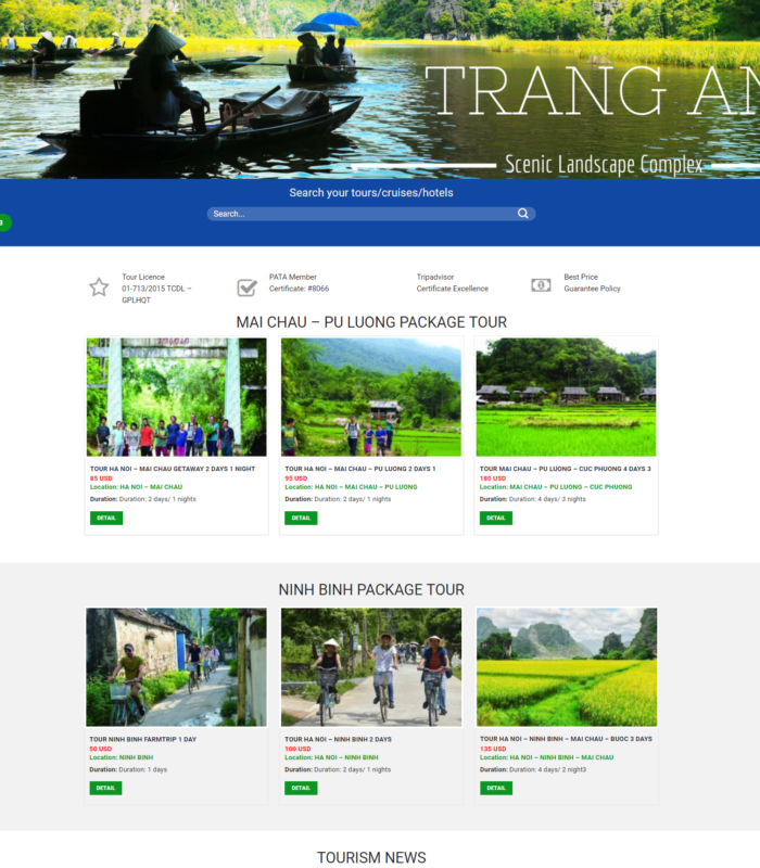 Giao diện web tour du lịch đẹp