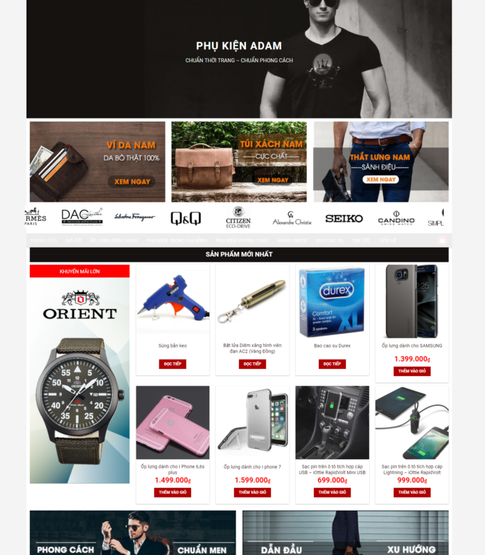 Thiết kế web phụ kiện ADAM