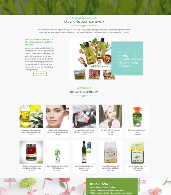 Thiết kế web mỹ phẩm thiên nhiên nhẹ nhàng đẹp