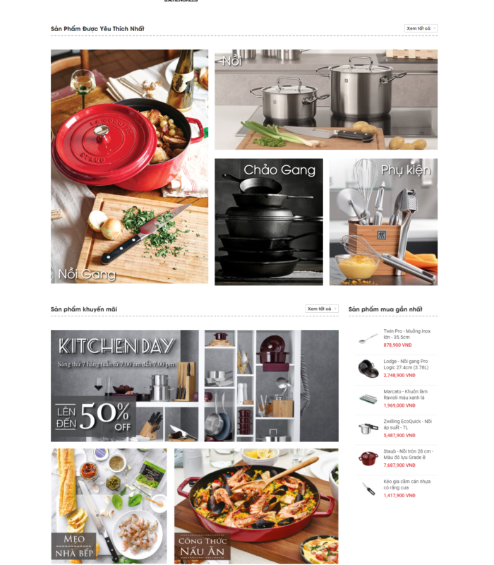 Giao diện web thiết bị nhà bếp đẹp