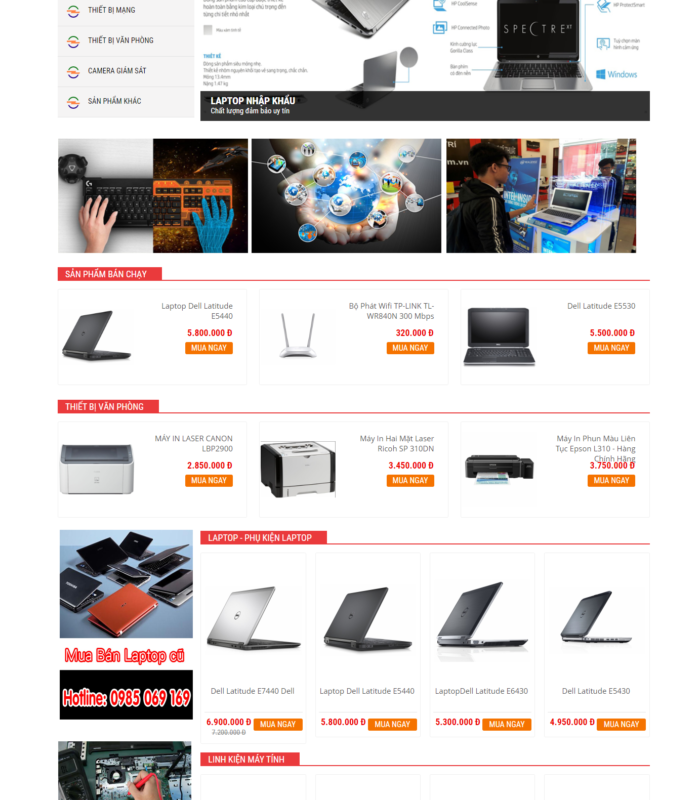 Giao diện web máy tính thái bình
