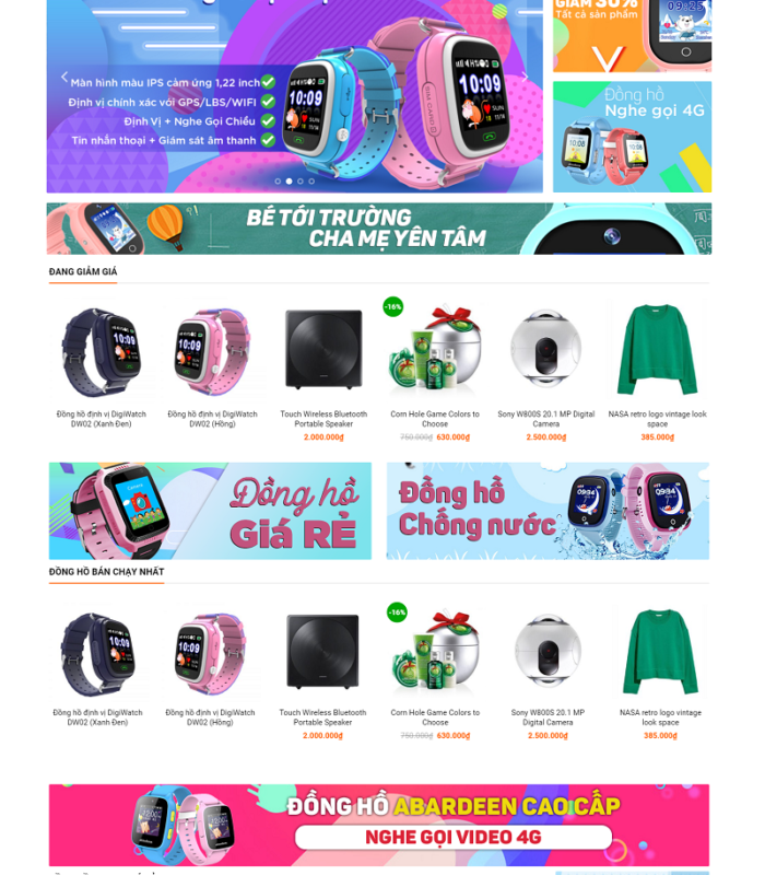 Giao diện web đồng hồ công nghệ