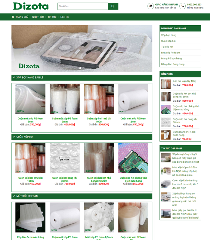 Giao diện web shop nhẹ nhàng đơn giản