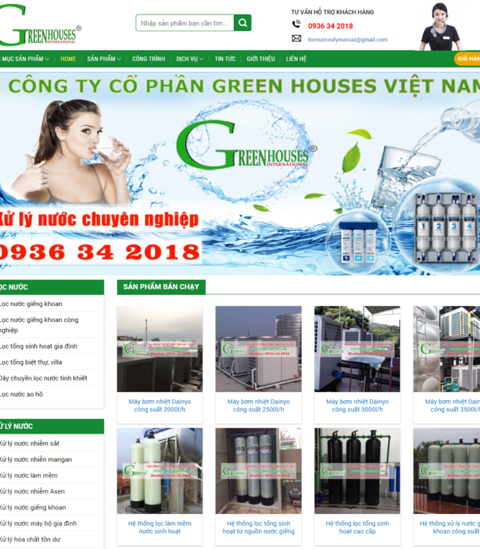 Giao diện web shop nhẹ nhàng máy lọc nước 2018