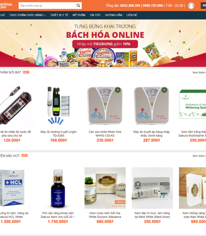 Giao diện web bách hóa 2 đẹp và thân thiện