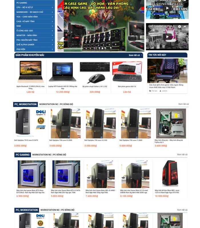 Mẫu web bán hàng máy tính điện thoại đẹp 2018