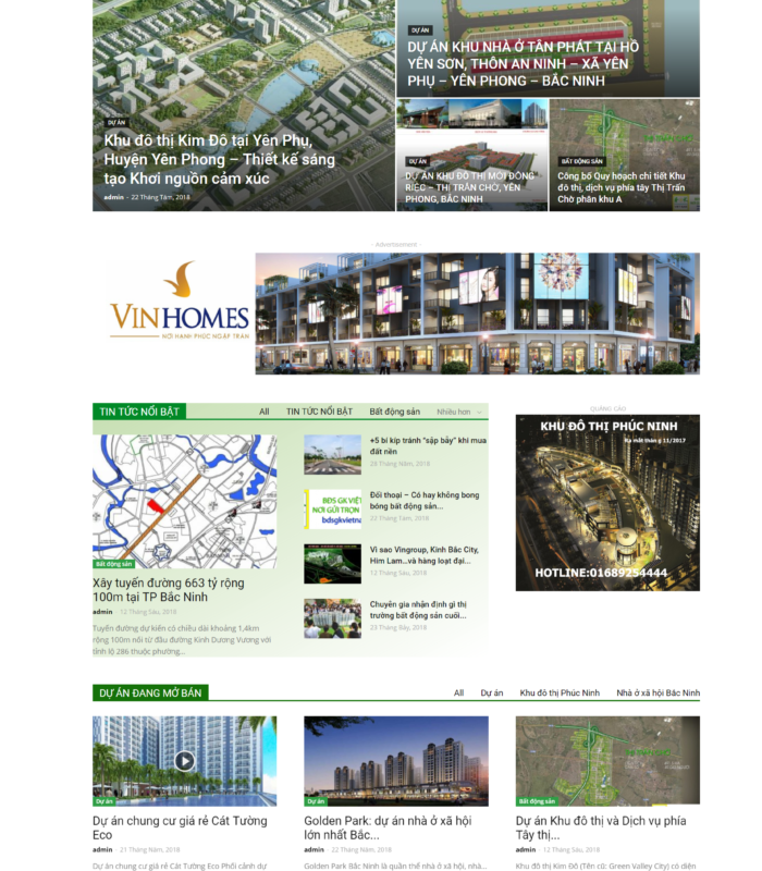 Mẫu web giới thiệu mua bán dự án bất động sản