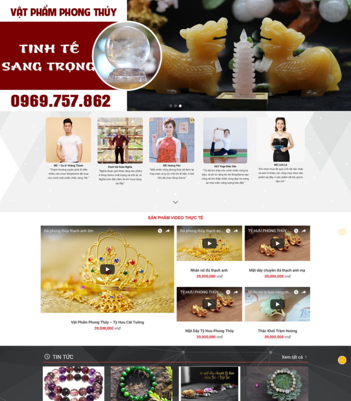 Mẫu web shop phong thủy rất đẹp