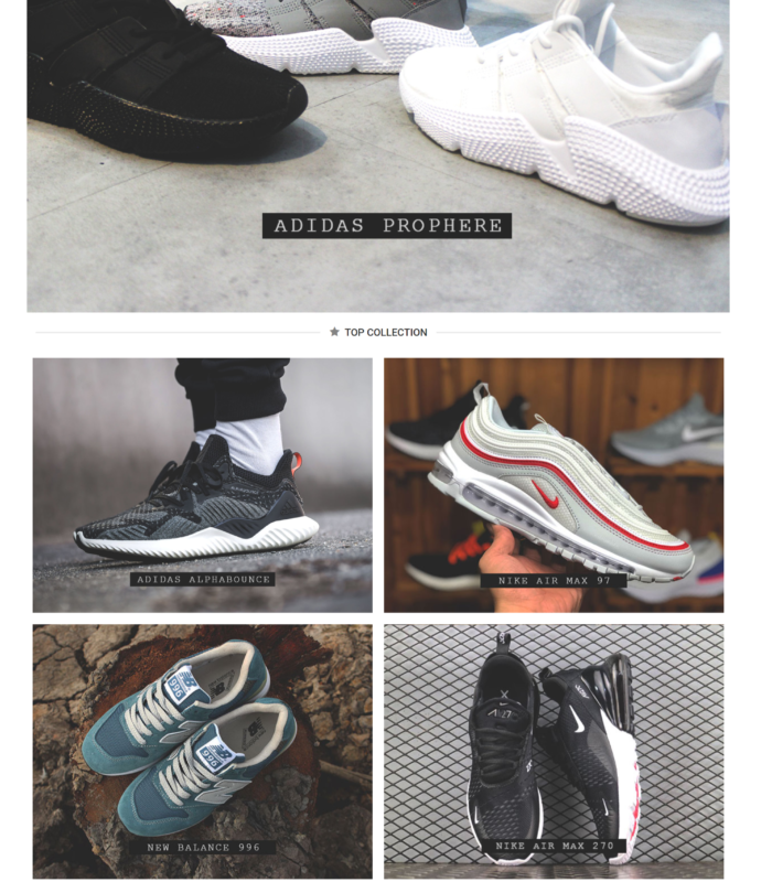 Web giày shop đẹp 2018