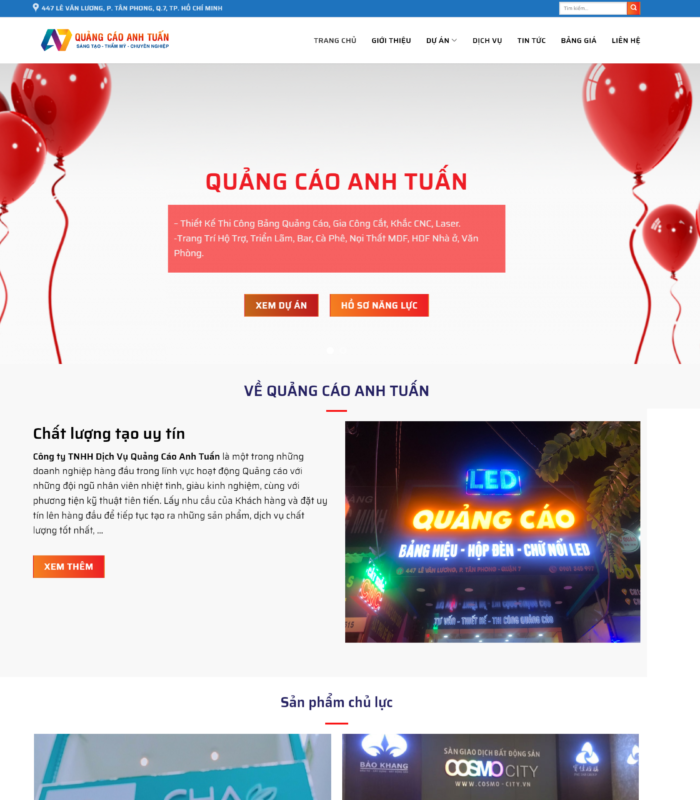 Mẫu web shop bảng hiệu in ấn đẹp