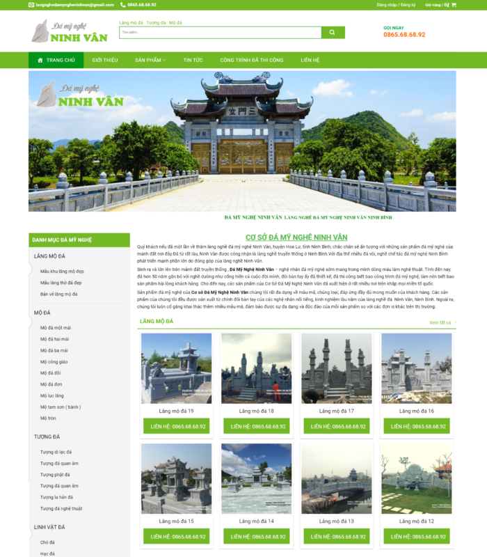 Web shop đá mỹ nghệ đẹp xanh