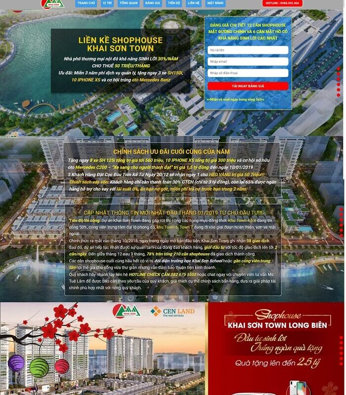 Web landing page chốt đơn bất động sản