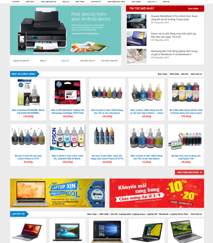 Giao diện web máy tính trần anh 2019