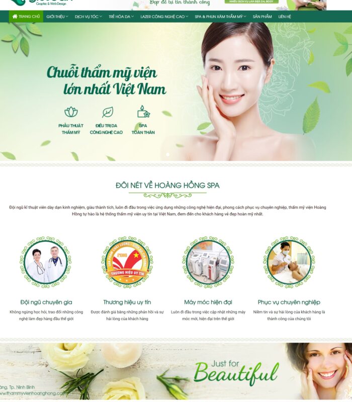 Giao diện web về spa mỹ phẩm 2019 đẹp