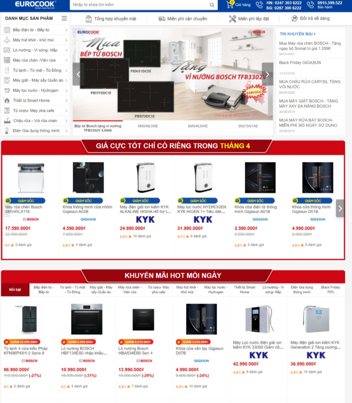 Thiết kế website siêu thị nhà bếp – siêu thị điện máy