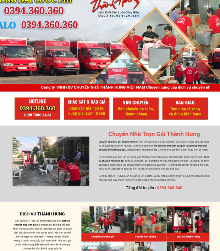 Thiết kế website dịch vụ chuyển nhà – thiết kế web giới thiệu