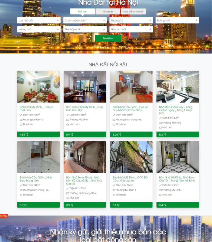 Thiết kế web bất động sản, web rao vặt nhà đất
