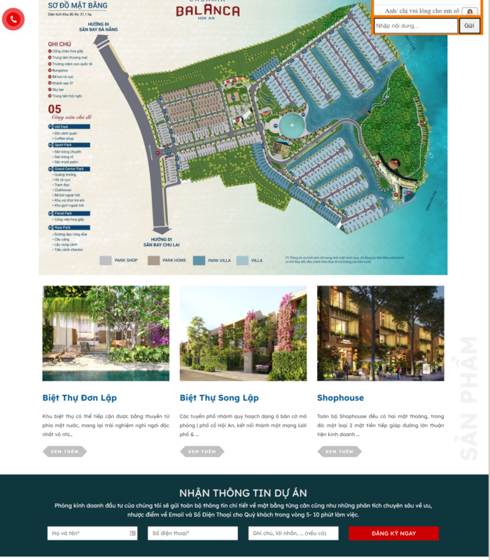 Giao diện landing page bất động sản web đẹp