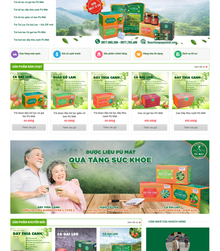 Giao diện website Dược liệu, thực phẩm xanh, giao diện web chè