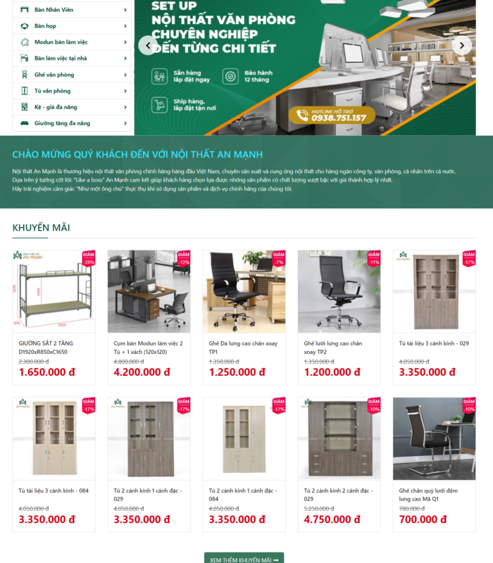 Giao diện website nội thất, sofa đẹp