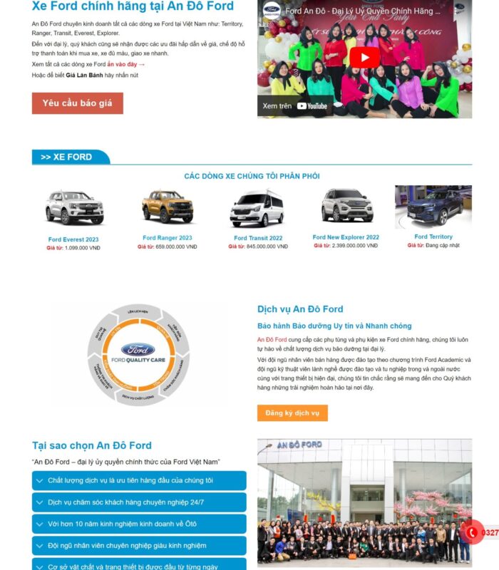 Thiết kế web xe ô tô hãng Ford đẹp mắt mới ra