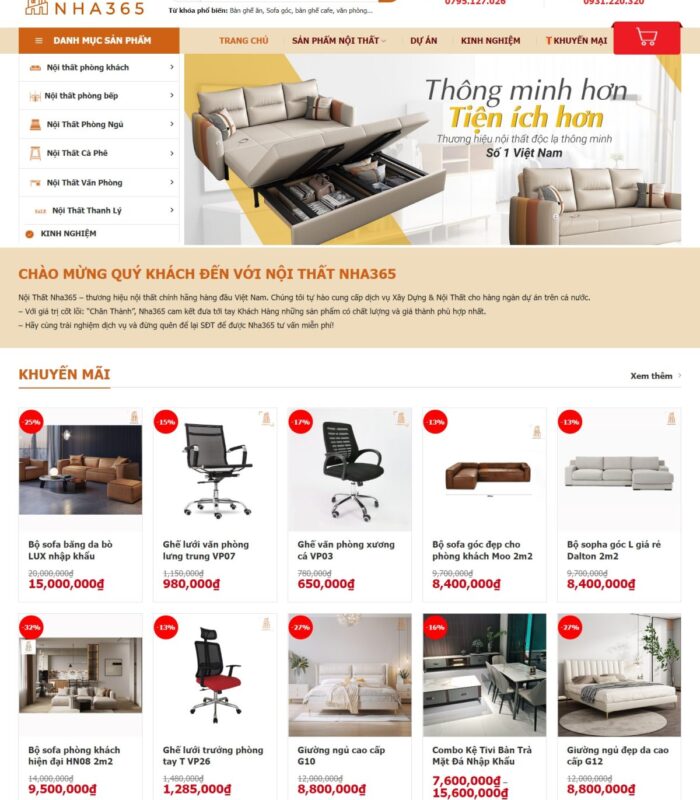 Thiết kế web shop nội thất đẹp , web shop decor