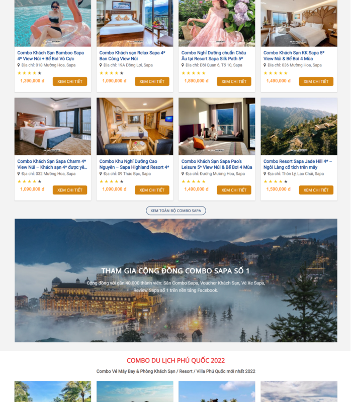 Thiết kế web book tour du lịch đẹp bắt mắt