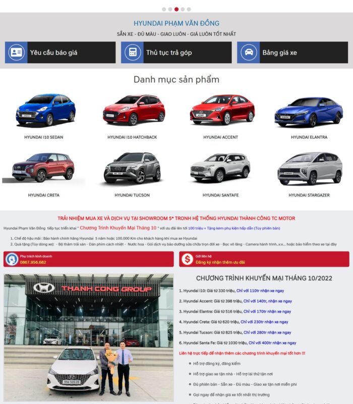 Thiết kế web xe ô tô hãng Hyundai Đẹp mắt đẹp