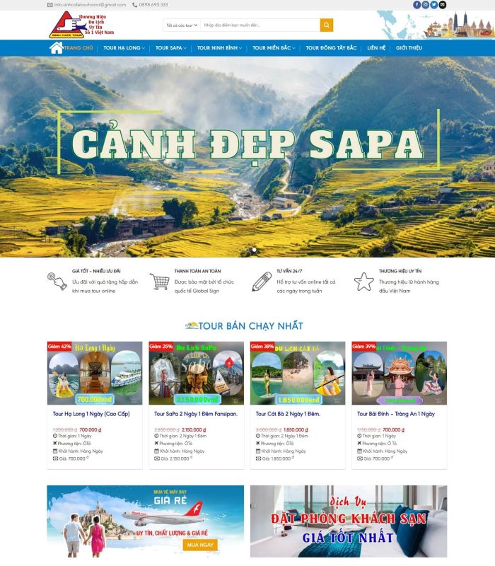 Trang website về du lịch đẹp, chuyên nghiệp