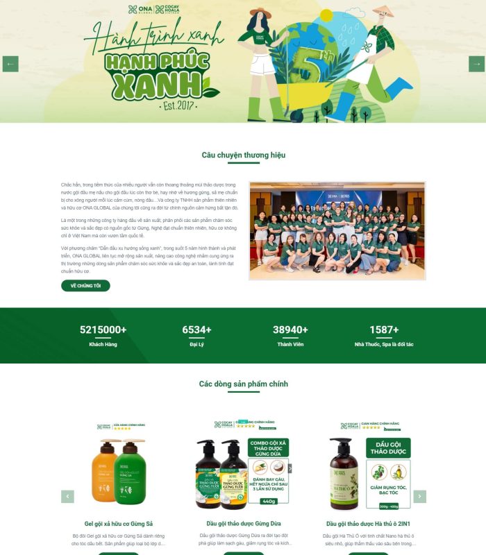 Trang website về sản phẩm thiên nhiên và hữu cơ