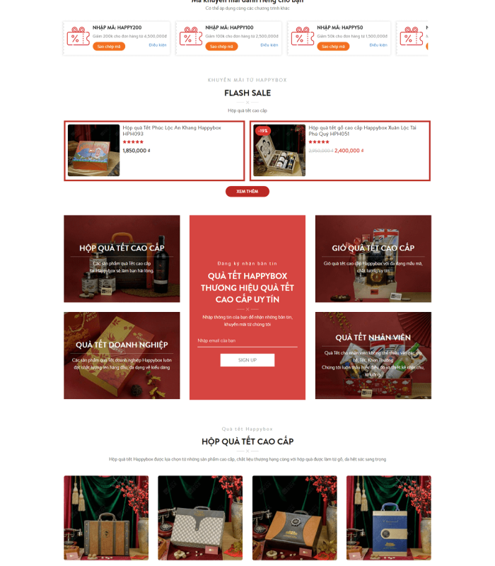 Giao diện web quà Tết 2023 đẹp rực rỡ