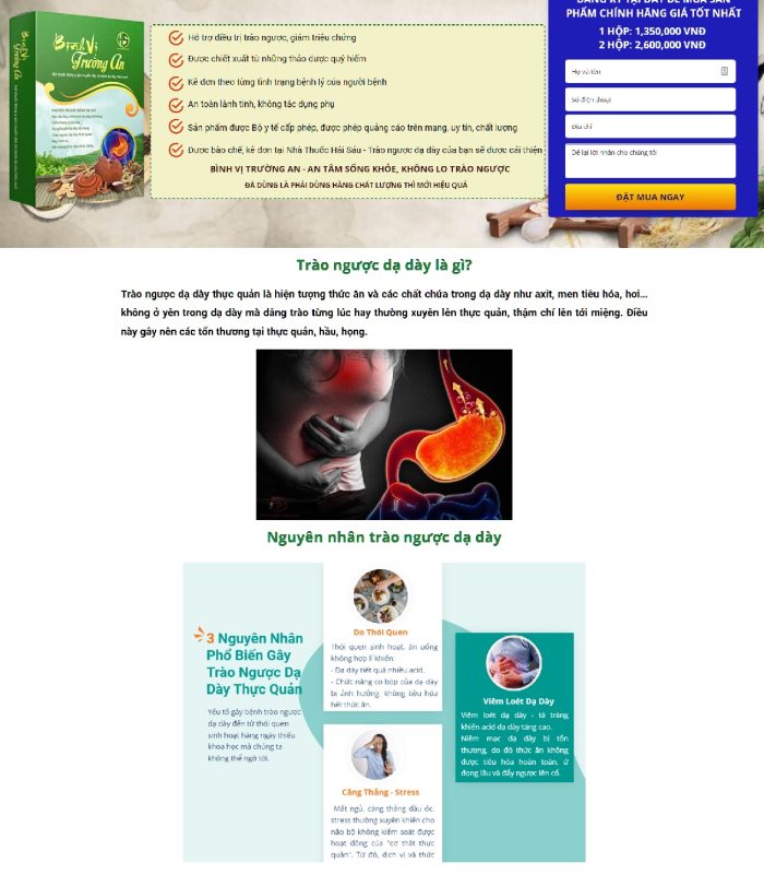 Mẫu website landing page giới thiệu sản phẩm đông y