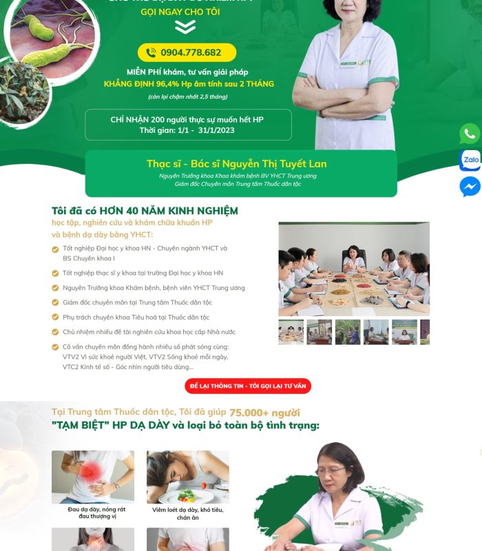 Mẫu web landing page đẹp về Đông y
