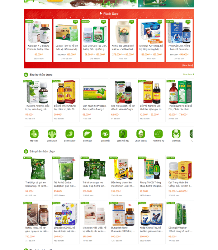 Trang web nhà thuốc show sản phẩm đẹp