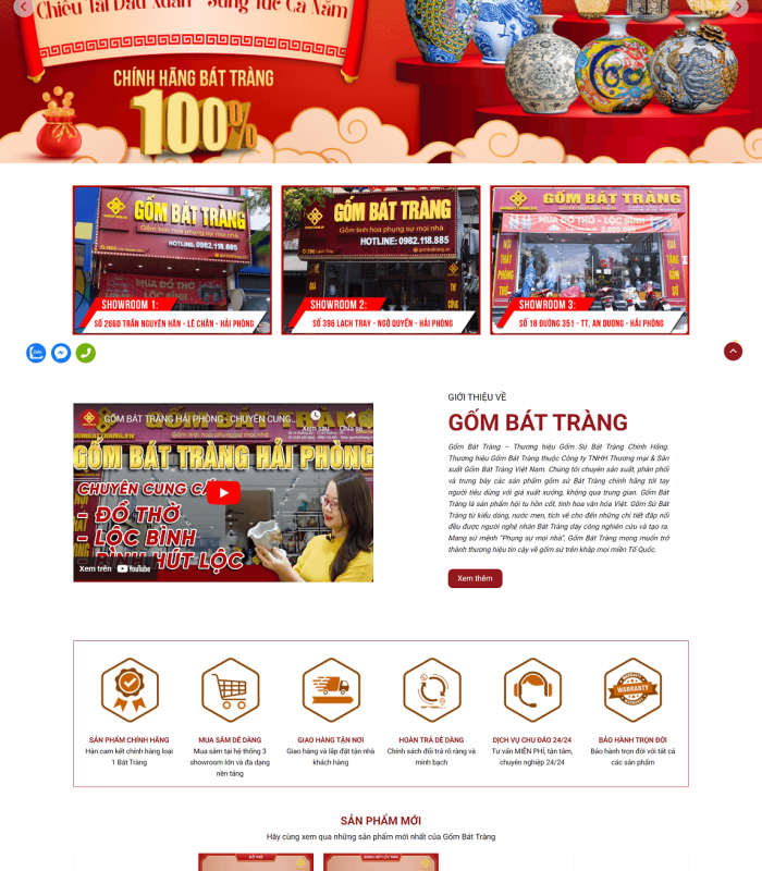 Thiết kế website đồ gốm Bát Tràng đẹp