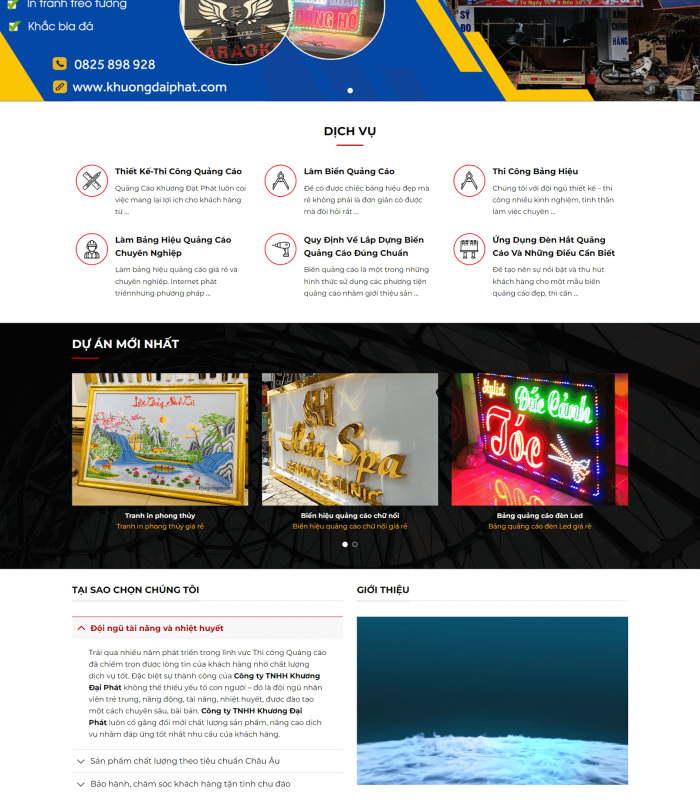 Giao diện web làm biển quảng cáo đẹp