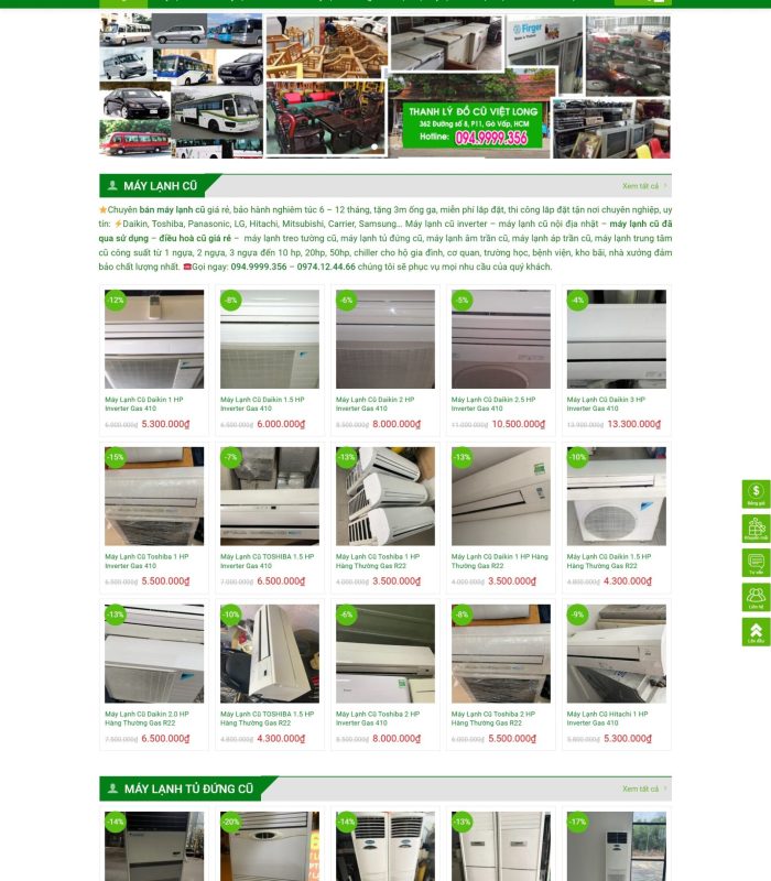 Thiết kế Website bán máy lạnh cũ giá rẻ