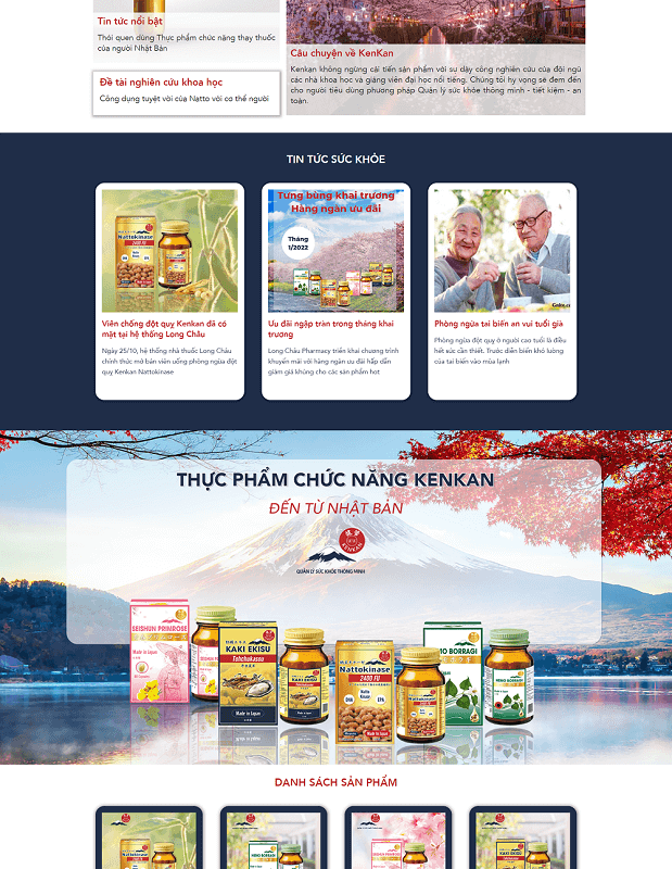 Trang web thực phẩm chức năng trình bày đẹp