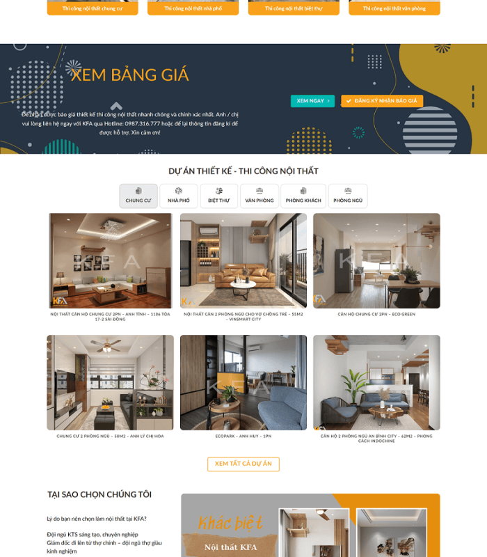 Trang web thiết kế thi công nội thất chuyên nghiệp