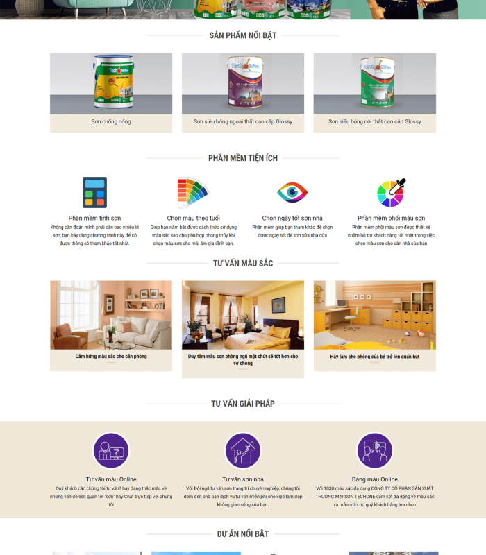 Trang web sơn công nghệ cao trình bày đẹp