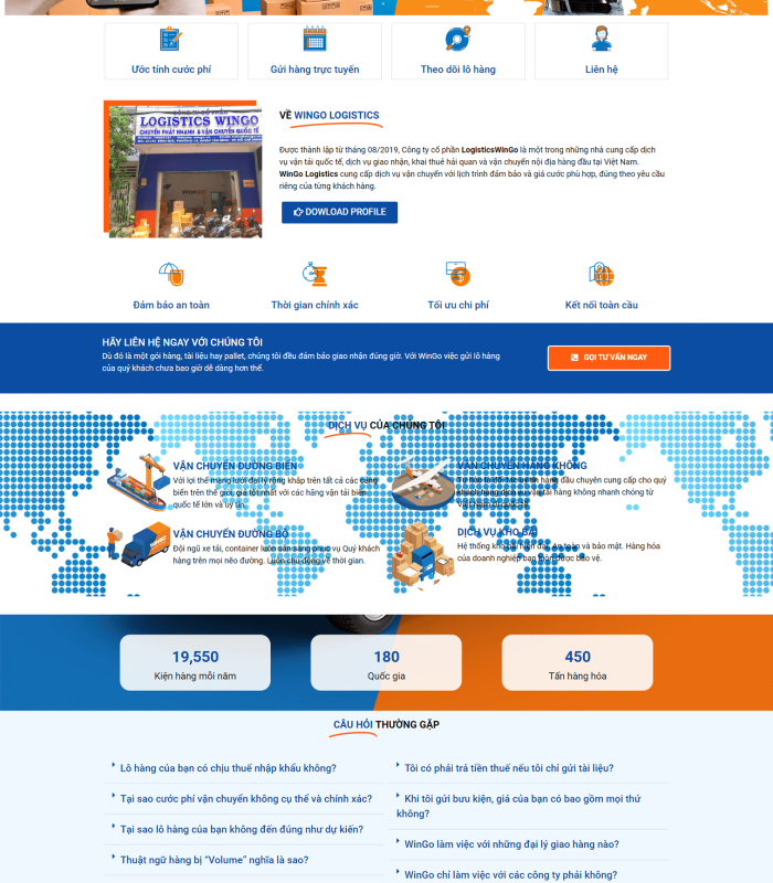 Giao diện web dịch vụ vận chuyển hàng hóa chuyên nghiệp