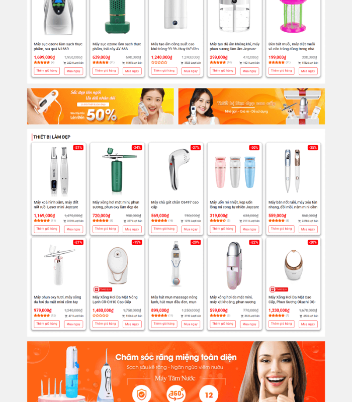 Mẫu giao diện website bán hàng gia dụng siêu thị